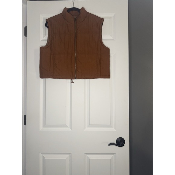 Thread And Supply Jackets & Blazers - Thread And Supply Xl Cropped Puffer Vest Brown W Pockets